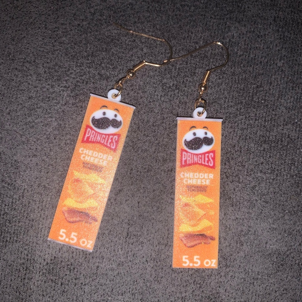Pringles Cheddar Cheese Chips Snacks Products Earrings -37